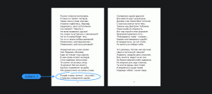 Пример напечатанного на двух страницах текста